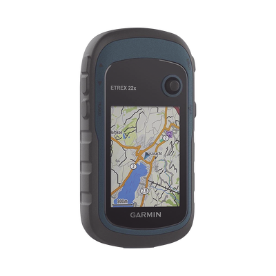 GPS portátil eTrex22x con mapa base precargado, almacena hasta 2000 puntos de interés, e incluye función de cálculo de áreas.