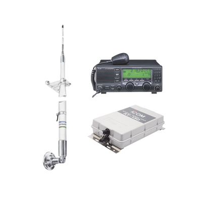 Kit de radio IC-M700pro con sintonizador de antena AT-130 y antena HF Shakespeare 390