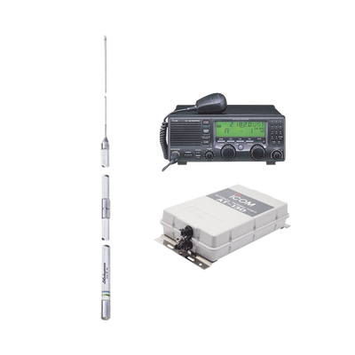 Kit de radio IC-M700pro con sintonizador de antena AT-130 y antena HF Shakespeare 393