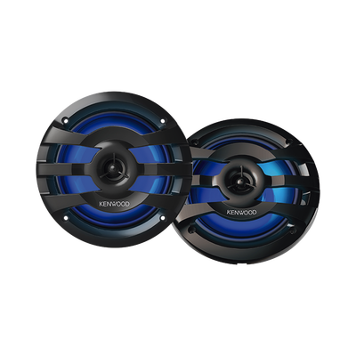 Par de altavoces fabricados en grado marinos en rejilla color negro de 6.5" con iluminación led, potencia máxima de 260 W