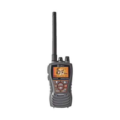 Radio portátil marino flotante y sumergible con función de eliminación de agua de la bocina mediante vibración, potencia de RF de 6 Watts.