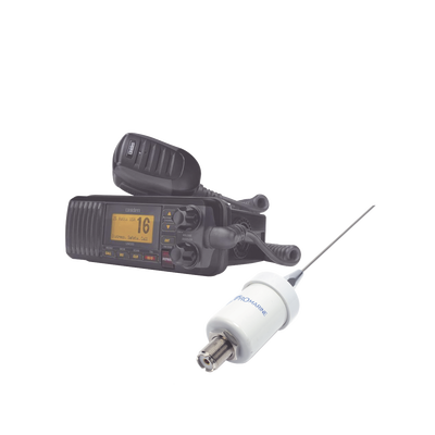 Kit de radio UM385BK | mas antena marina de fibra de vidrio TX-1600-SYS