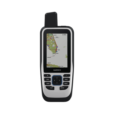 GPS portátil GPSMAP 86s con mapa base precargado, incluye batería interna recargable.