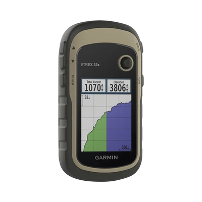 GPS portátil eTrex 32x con memoria interna de 8 GB, pantalla de 2.2" a color, con mapa topográfico de carreteras y senderos incluido.