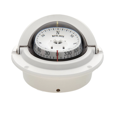Brújula serie Voyager en color blanco, cuenta con iluminación nocturna color verde.