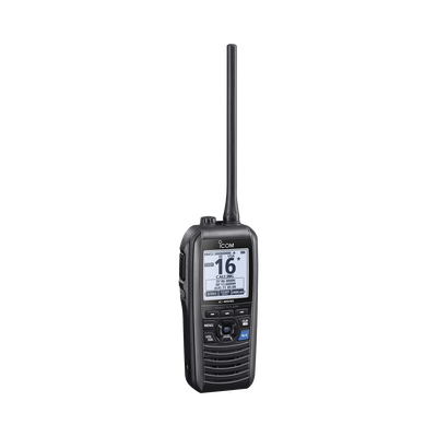 Radio portátil marino flotante con receptor AIS y GPS incluido, Tx: 156.025-157.425 MHz Rx: 156.050-163.275 MHz, opera en canales INT, USA, CAN, WX, Incluye antena, batería, cargador, cable de encendedor y clip.