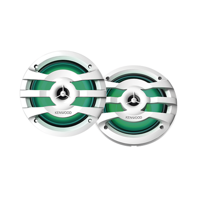 Par de altavoces fabricados en grado marinos en rejilla color blanco de 6.5" con iluminación led,  potencia máxima de 260 W