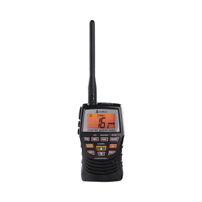 Radio portátil marino flotante y sumergible con potencia de RF de 3 Watts.