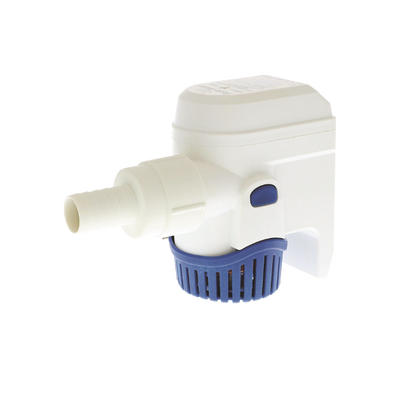 Bomba sumergible de achique automatizada de 1100 galones por hora, para conexión de 12 Volts de corriente directa.